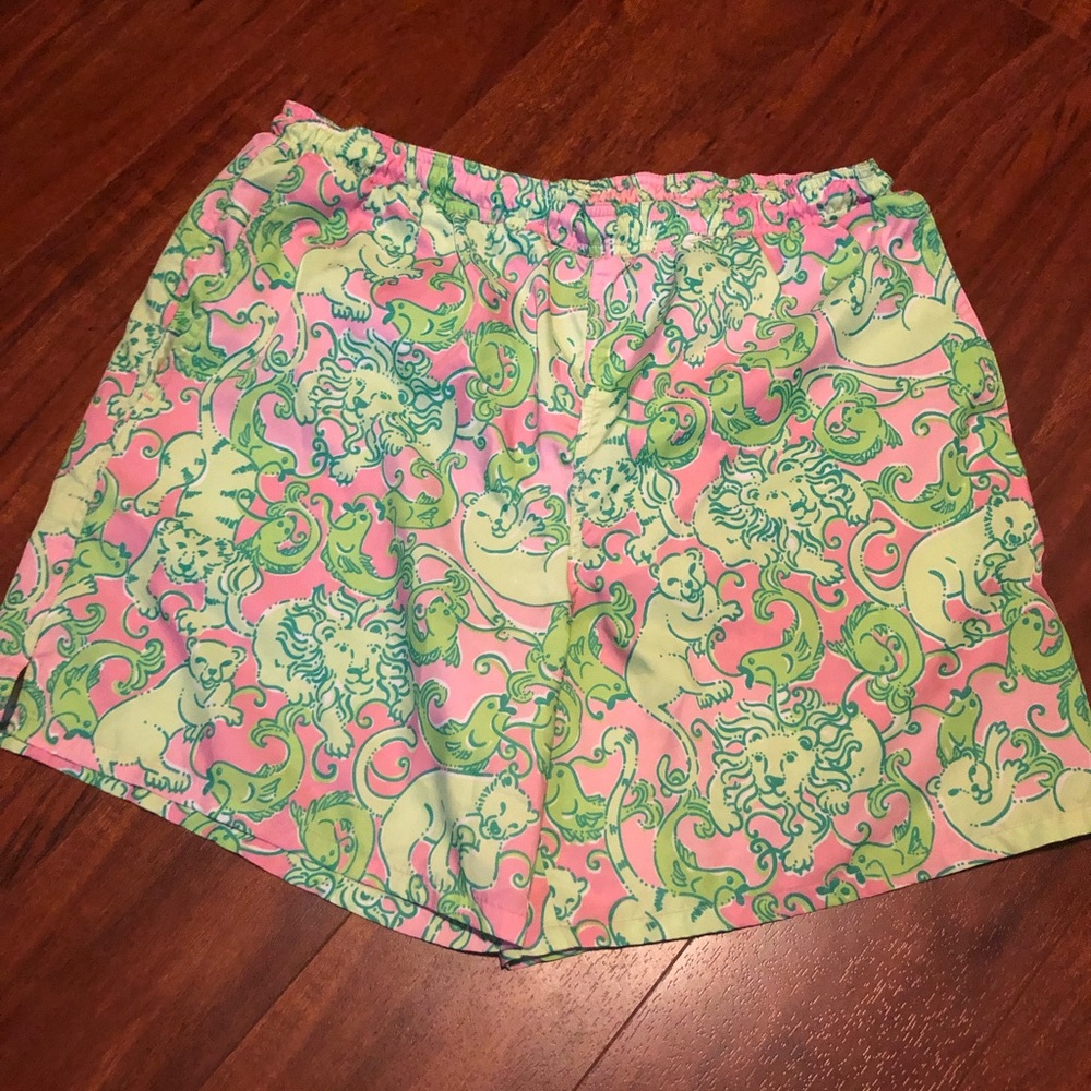 VINTAGE White Label Lilly Fried Catfish Print Mens M Swim Trunks